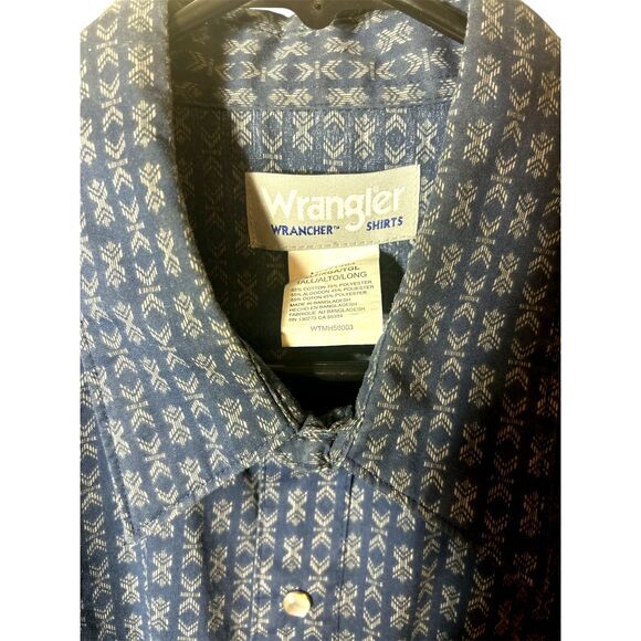 Wrangler Shirt Men's Wrangler Pear‎ Snap Long-sleeved sizeXL - Picture 2 of 3